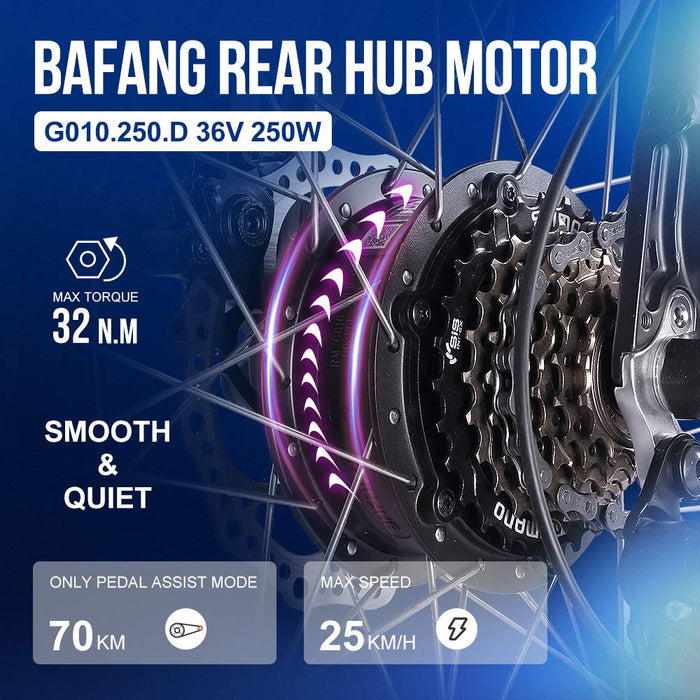 Accolmile Rower Elektryczny Urban City Ebike z 700C Lekki elektryczny Rower Dojeżdżający do Pracy dla Dorosłych, Silnik Piasty Tylnej BAFANG 36V 250W z Akumulatorem Litowym 10,5 Ah, 7 Biegowa Shimano