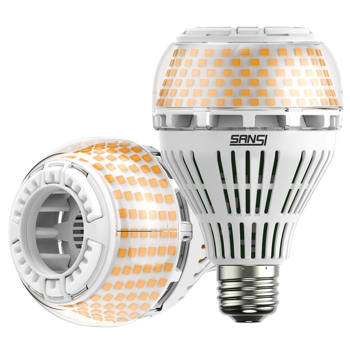 SANSI 27 W (odpowiednik 250 W) żarówki energooszczędne, jasne 4000 lm E27 Edisona śruby LED, 3000 K miękkie ciepłe żarówki, opakowanie 2 szt.