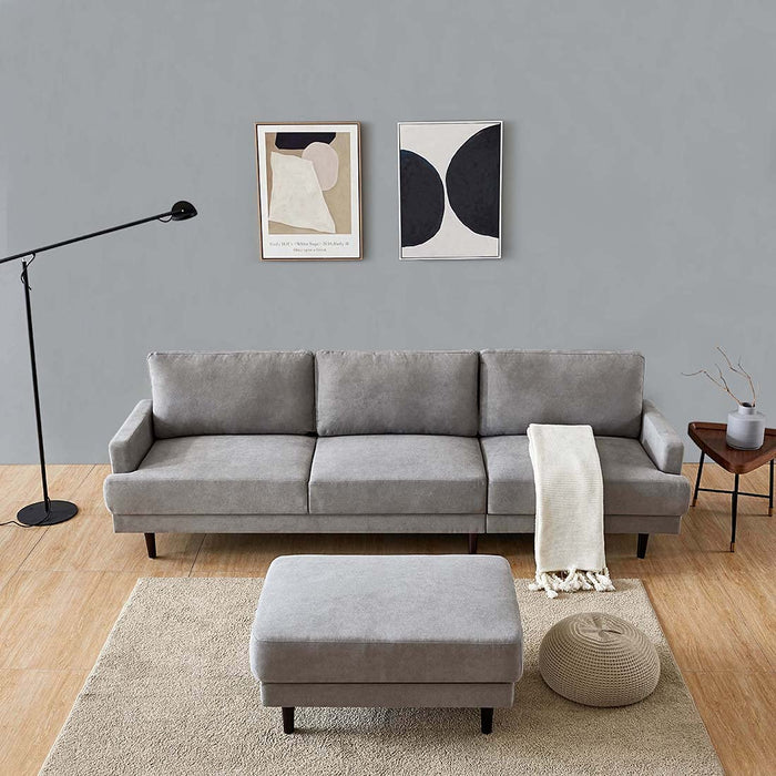 Narożnik z funkcją spania, rozkładana sofa 276cm Sofa segmentowa z lnu, kanapa w kształcie litery L z poduszkami, miękka i gruba sofa, pokrowce na sofę, kanapa 1 2 3 4 osob. Szary