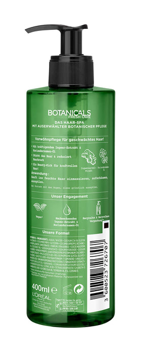 Botanicals Szampon wzmacniający bez silikonów, siarczanów i parabenów, do włosów osłabionych, wegańskich kosmetyków naturalnych, imbir i kolendry, 1 x 400 ml