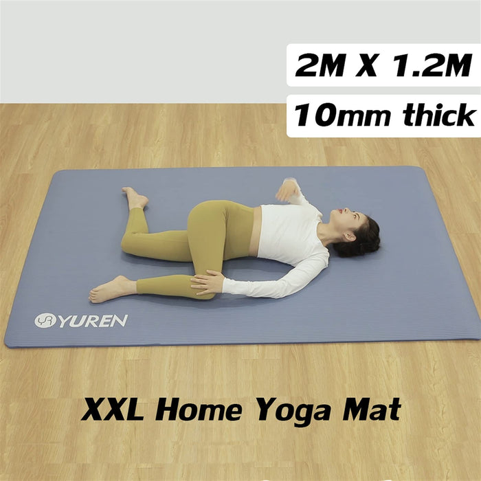 Oversized Yoga Mata 200x120 cm Non Slip 10mm Gruba Mata do ćwiczeń Fitness Pilates Materac jogi XXL. Siłownia Poduszka treningowa na plecy (Color : Purple)