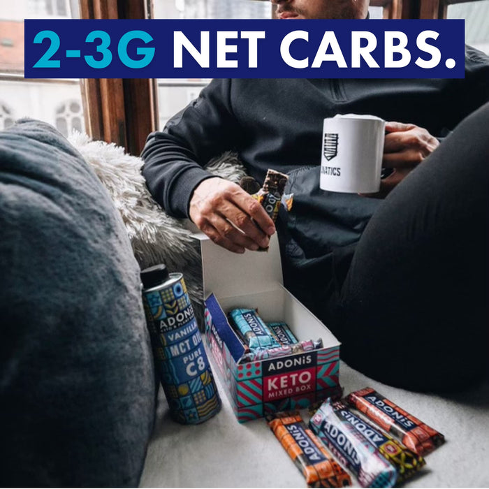 Adonis Keto Bars | Mixed Snack Bar | 100% Natural Nut Snacks, Low Carb, Vegan, Low Sugar (Box of 20)