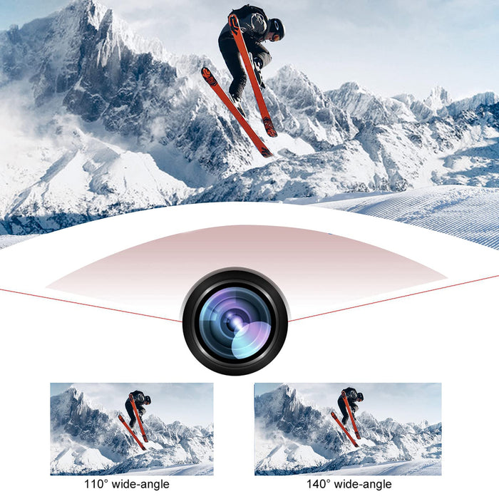 Bindpo Kamera sportowa, 1080p 12MP HD 30M wodoszczelna kamera sportowa 2-calowy ekran dotykowy z akcesoriami do vloggingu, nurkowania, jazdy na nartach (kolor złoty)