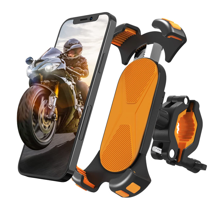 Rouclo uchwyt na telefon rowerowy, uchwyt na telefon motocyklowy z obrotowym 360° uchwyt na telefon rowerowy do elektrycznego, roweru górskiego, skutera, uniwersalny uchwyt rowerowy dla smartfonów 4,5-6,9 cala, pomarańczowy