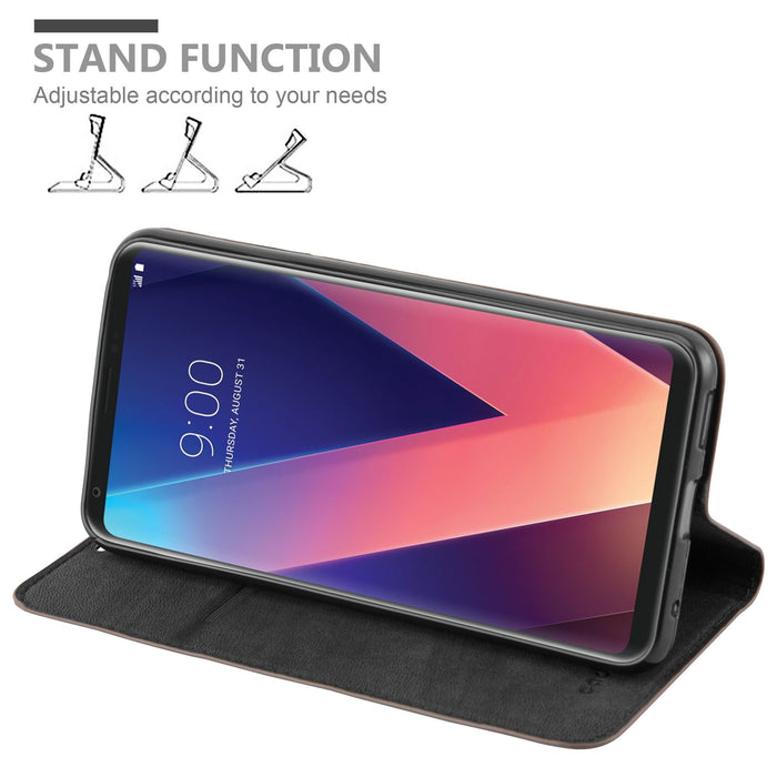 Cadorabo Etui na książkę współpracuje z LG V30 w kolorze brązowym kawowym - z magnetycznym zamknięciem, funkcją stojaka i przegródką na karty - portfel etui pokrowiec pokrowiec ze skóry PU z klapką