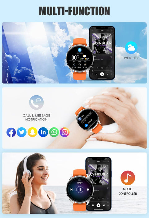 Inteligentny zegarek dla mężczyzn i kobiet 1,35 cala HD Fitness Tracker zegarek z pulsometrem monitorowanie snu, krokomierz, stoper, wodoodporny zegarek dla iOS Android