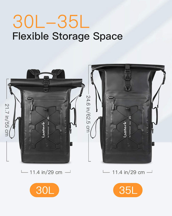 Inateck Plecak rowerowy RollTop plecak męski, 30-35 l, wodoszczelny, wielofunkcyjny organizer ze zdejmowanym paskiem na ramię, zawór wylotowy, wodoszczelny zamek błyskawiczny, do jazdy na rowerze, wędrówek, aktywności na świeżym powietrzu