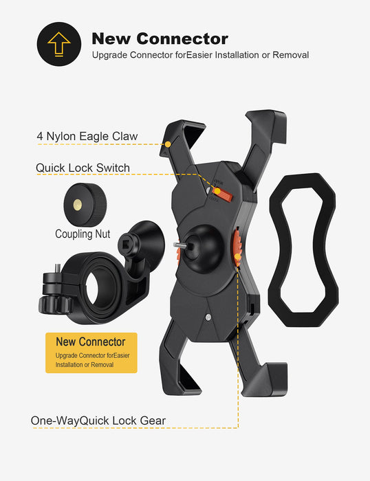 Grefay Uchwyt Telefon Rowerowy Uniwersalny Uchwyt Smartfona Motocykla dla 12 Mini, 12 Pro Max, 11 Pro, Pro Max Xs 8 X 8P 7 7P 6S, Samsung S10 S9 S8