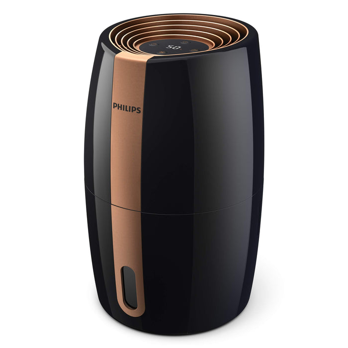 Philips Nawilżacz powietrza 2000 seria HU2718/10 – naturalne i higieniczne nawilżanie powietrza dzięki nano-cząsteczkom wody, czarny/miedziany