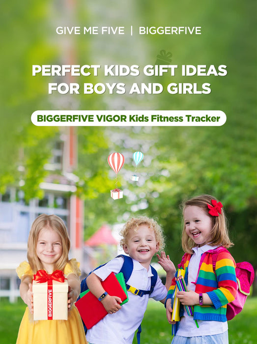 BIGGERFIVE Vigor bransoletka fitness dla dzieci, dziewcząt, chłopców od 5 do 15 lat, Fitness Tracker Smartwatch z krokomierzem, pulsomierzem, licznikiem kalorii i monitorem snu, wodoszczelność IP68