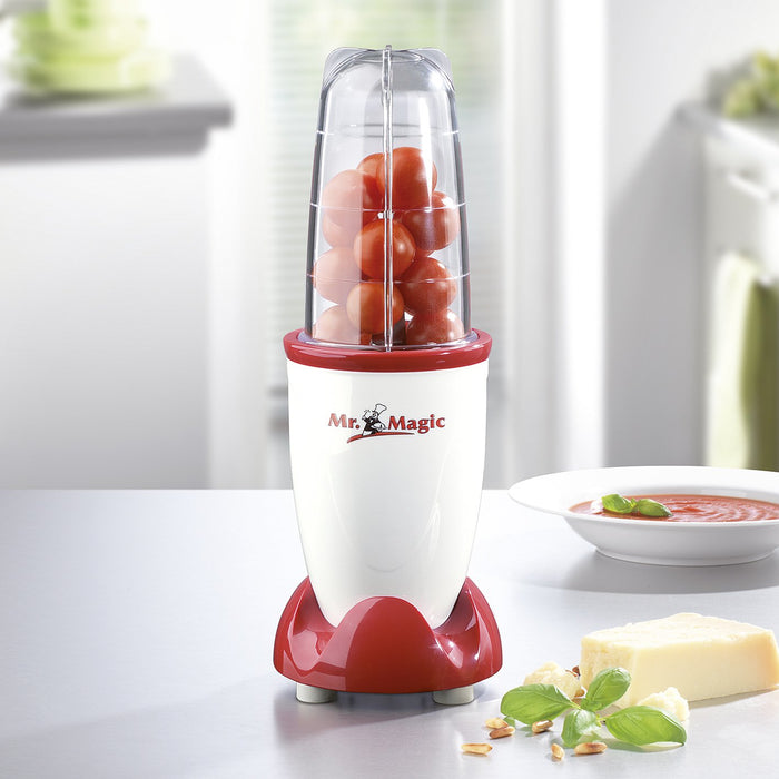 GOURMETmaxx Mr. Magic Smoothie Maker z pokrywką utrzymującą świeżość | mikser stojący z 8 funkcjami, z funkcją to-go z pokrywką utrzymującą świeżość [250 W]