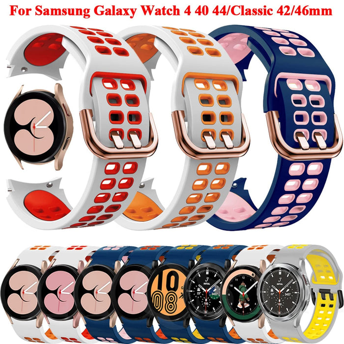 SKM 20 mm oficjalny silikonowy pasek do Samsung Galaxy Watch4 Classic 46 42 mm/44 40 mm Smartwatch Ridge Sport bransoletka pasek do zegarka Correa (kolor: Kolor S, rozmiar: Watch 4 46 mm)