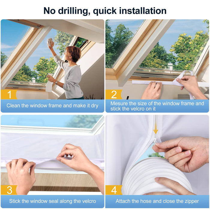 Velux Uszczelnienie do klimatyzatora na okno dachowe, biała i wodoodporna, do przenośnych klimatyzatorów z pojedynczym i podwójnym wężem (270 cm x 2 sztuki)