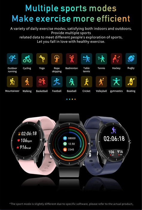 Wodoszczelny tracker fitness, kompatybilny z systemem Android i iOS, GPS Smartwatch, wykrywanie zawartości tlenu we krwi, ROSA Q21