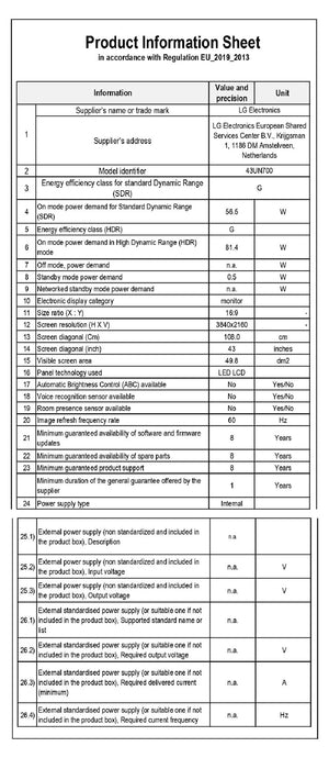 LG 43UN700-B, Monitor, Czarny