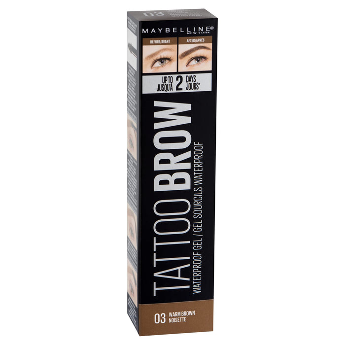 Maybelline New York Tattoo Brow Waterproof Gel żel stylizujący do brwi długotrwały i wodoodporny, 03 Warm Brown, 5 ml
