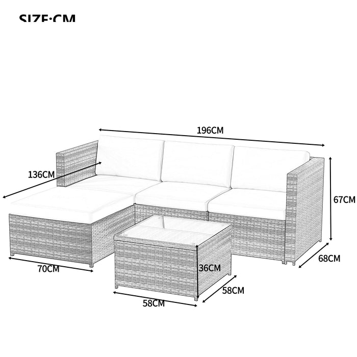 FYH Narożnik ogrodowy sofa rattanowy meble ogrodowe zestaw na patio ogród rozrywka zestaw ogrodowy meble rattanowe zestaw wypoczynkowy (czarny)