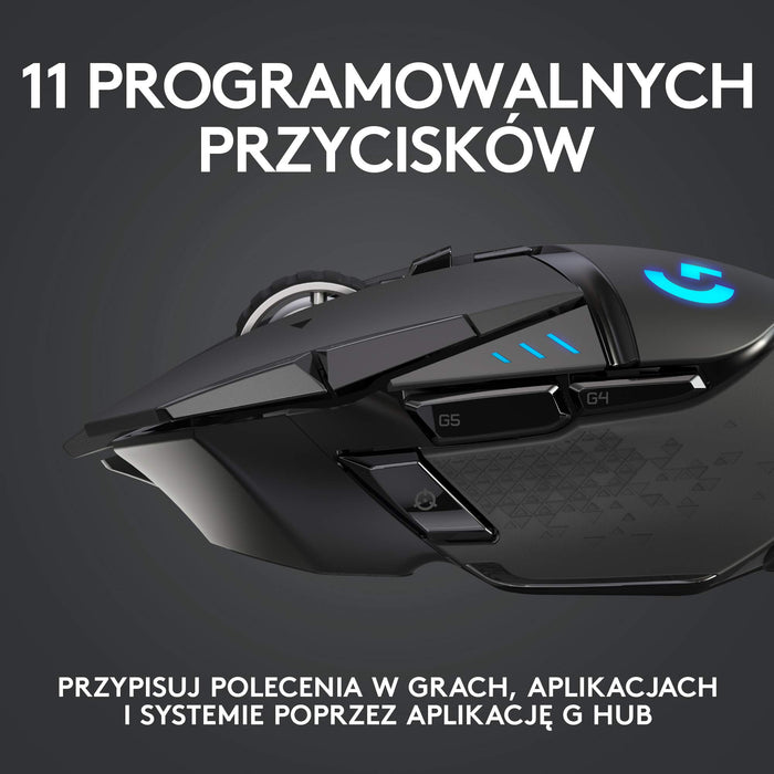 Logitech G502 Lightspeed Wireless Gaming Mouse, Bezprzewodowa Mysz Do Gier Lightspeed, Pc/Mac - Czarny ,910-005567
