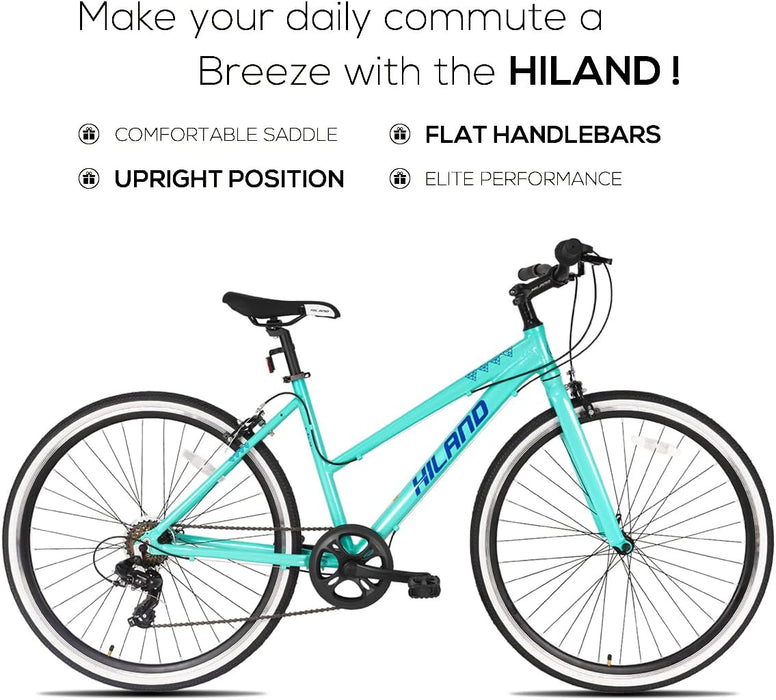 Hiland 700c rower trekkingowy, damski rower miejski, 7 biegów, głębokie przejście, hybrydowy rower dojeżdżający do pracy dla kobiet