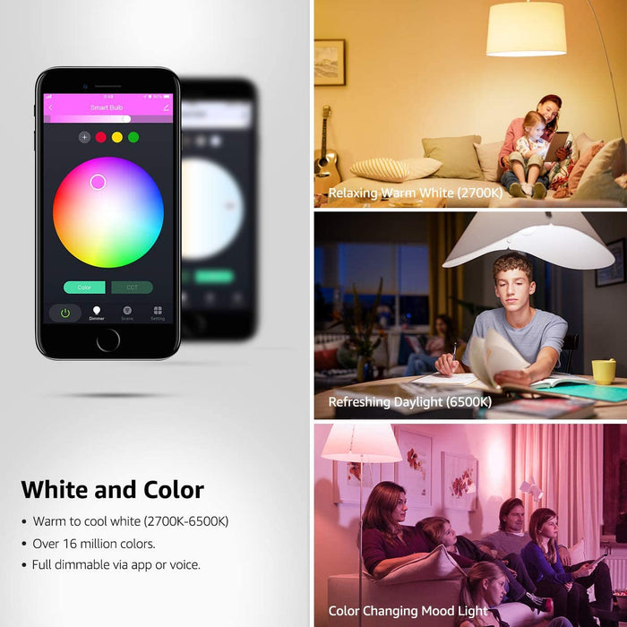 LEPRO Żarówka Alexa E27, inteligentna żarówka E27, Alexa Brine, inteligentna lampa LED, Wi-Fi, 9 W, 806 lm, WiFi, ściemniana żarówka, 2700-6500 K, sterowanie za pomocą aplikacji kompatybilna z Alexa Echo, Google Home, 2 sztuki