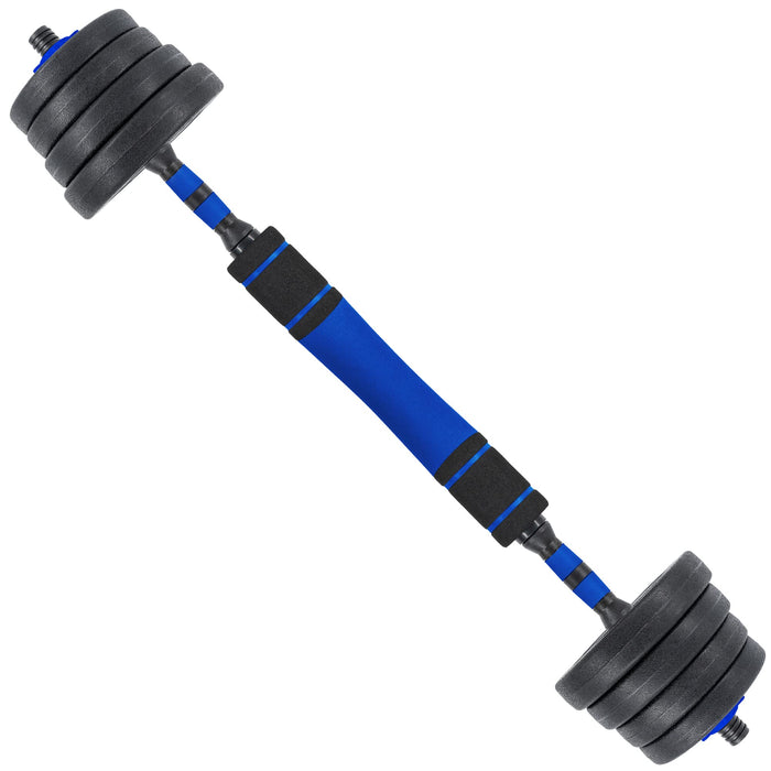 C.P.Sports 2in1 Zestaw hantli i sztang 30kg | 4x 1,25kg - 4x 1,5kg - 4x 2,0kg - 4x 2,5kg - 2x uchwyty | plastikowe talerze do ćwiczeń siłowych, fitness, domowej siłowni | 4 kolory