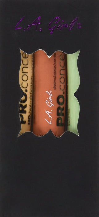 3 szt. L.A. Girl Pro Conceal HD High Definition Concealer & Corrector Orange 990 Yellow 991 Green 9920.25 Oz. by L.A. Girl