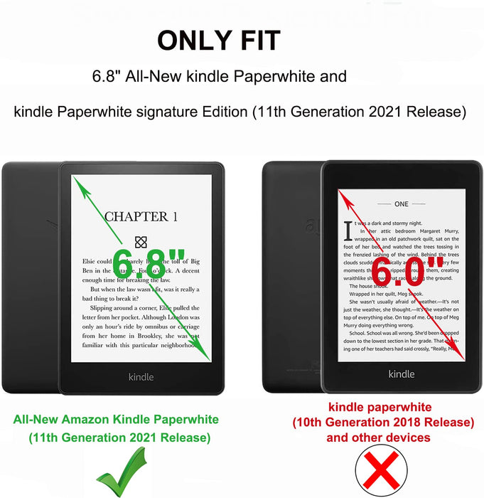 FANRTE Etui pasuje do Amazon 6,8-calowego Kindle Paperwhite (wersja 11. generacji z 2021) i edycja Signature Edition, ultracienkie i lekkie etui ochronne ze skóry PU z automatycznym budzeniem/uśpieniem (A-szare)