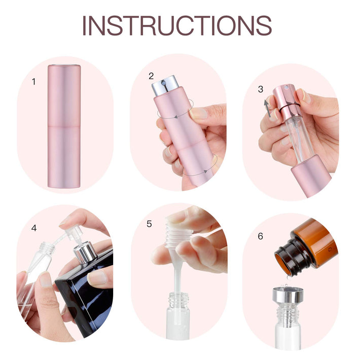 Toureal 20 ml Atomizer butelka z rozpylaczem perfum do podróży (3 sztuki) pusty dozownik kolonii, przenośny rozpylacz dla mężczyzn i kobiet