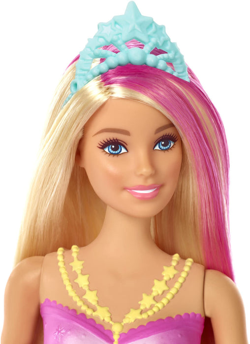 Barbie, Lalka Magiczna Syrenka Ze Światełkami I Falującym Ogonem 30 Cm Blondynka Z Różowymi Pasemkami GFL82