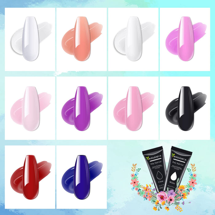 Zestaw startowy do paznokci żelowych z lampą UV, 15 ml × 10 kolorów Nude przedłużenie paznokci, zestaw z powłoką bazową + 30 ml roztworu antypoślizgowego + 100 tipsów + narzędzia do manicure, kompletny zestaw do studia paznokci