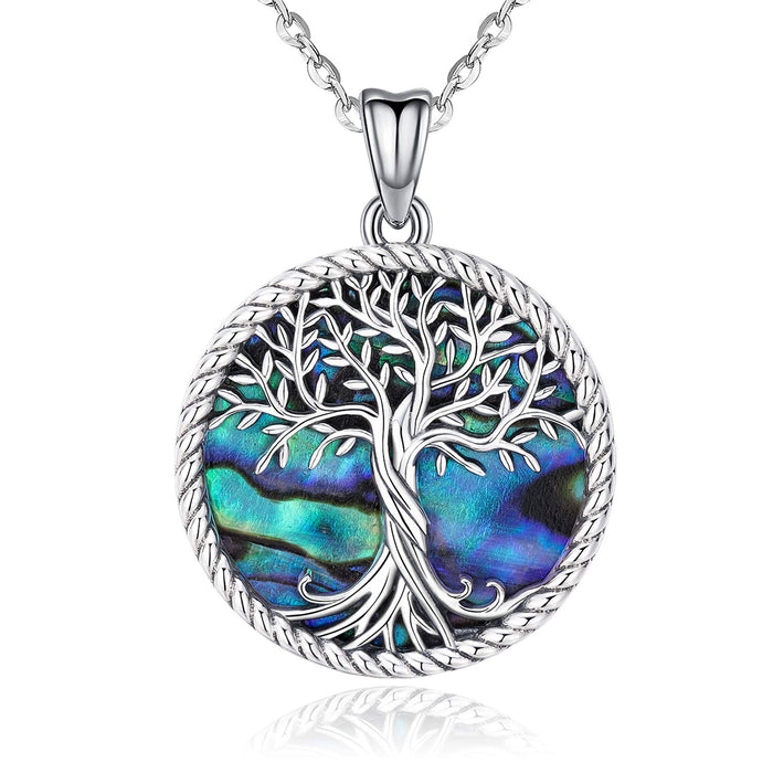 Łańcuszek na szyję z motywem drzewa życia, srebro wysokiej próby 925, muszla z motywem drzewa życia, spersonalizowana srebrna biżuteria dla kobiet, wyjątkowy prezent dla mamy, dziewczyny, żony