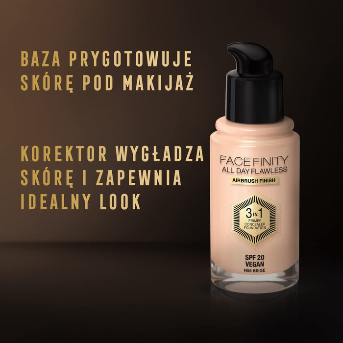 Max Factor Facefinity All Day Flawless 3 w 1 kryjący podkład w płynie nr 055 - Beige