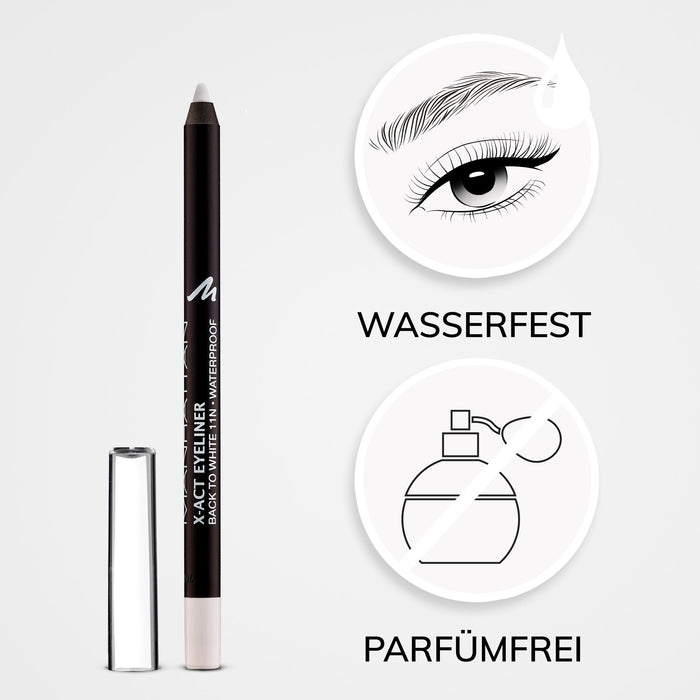 Manhattan X-Act Eyeliner Pen – biały eyeliner do perfekcyjnego kreski do powiek, wodoodporny – kolor czarny to White 11N – 1 x 1 g