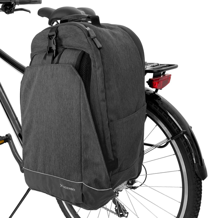 WOZINSKY torba rowerowa na bagażnik, wodoodporna torba rowrowa, dwuczęściowa torba rowerowa , 2 w 1 plecak - torba