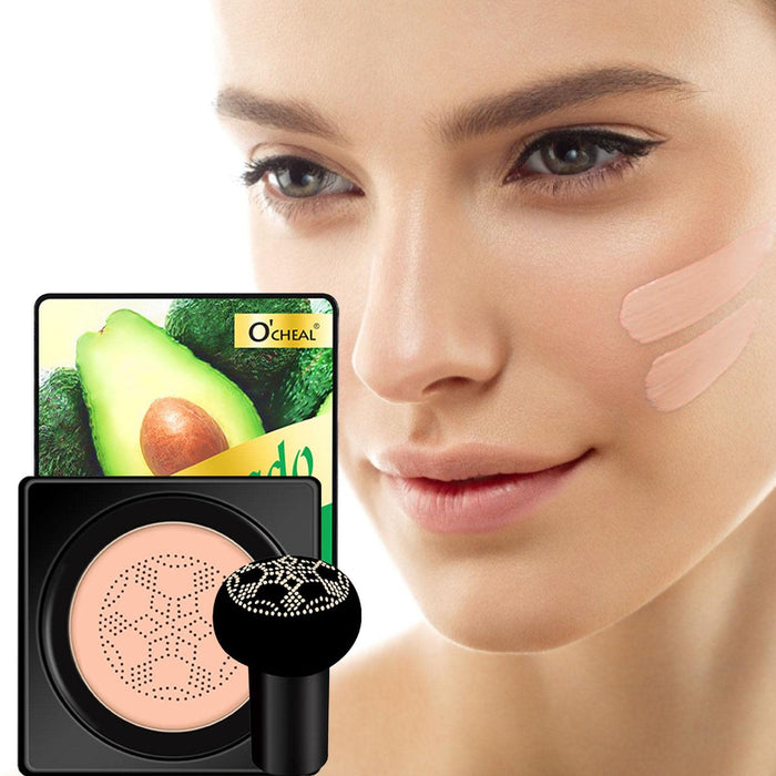 Mushroom Head Air Cushion CC Cream - Krem CC Awokado - Naturalny podkład z grzybami, nawilżający krem BB, długotrwały matowy korektor podkład do makijażu twarzy B/a
