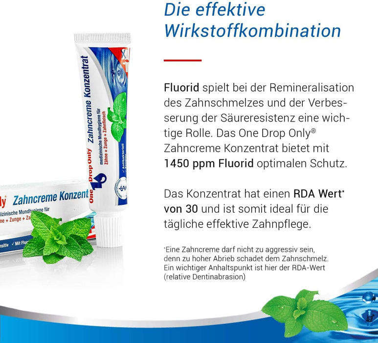 One Drop Only® 1 x 25 ml koncentrat do pasty do zębów – skoncentrowana i medyczna pasta do zębów w małych tubkach do higieny jamy ustnej – podróżna pasta do zębów (1 x 25 ml)