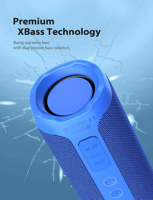 Tribit StormBox głośnik Bluetooth, 24 W, przenośny głośnik z dźwiękiem przestrzennym 360°, rozszerzony XBass, podwójny głośnik stereo, wodoszczelność IPX7, 20 h odtwarzanie (niebieski)