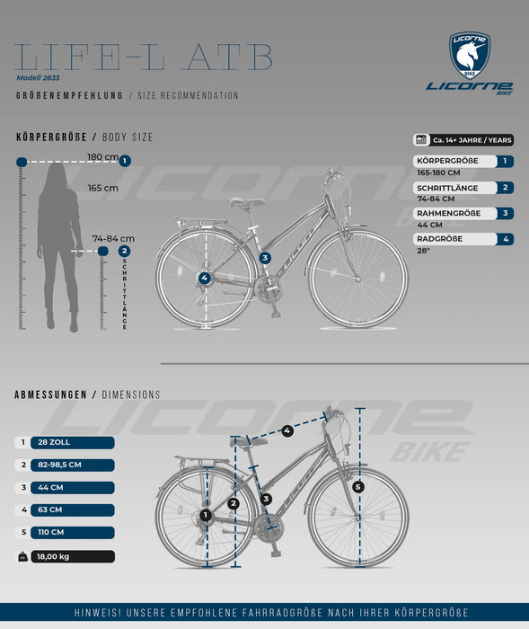 Licorne Bike Rower trekkingowy klasy premium o średnicy 28 cali – rower dla mężczyzn, chłopców, dziewcząt i kobiet – 21-biegowa przerzutka – rower miejski – rower męski – L-V-ATB