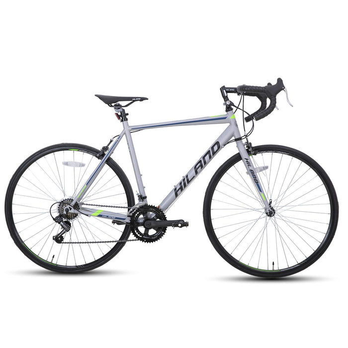 Hiland Rower wyścigowy 700c Shimano 14-biegowa przerzutka 50 cm/54 cm/58 cm, stalowa rama, hamulec zaciskowy, rower miejski, dla kobiet i mężczyzn, niebieski/szary/srebrny