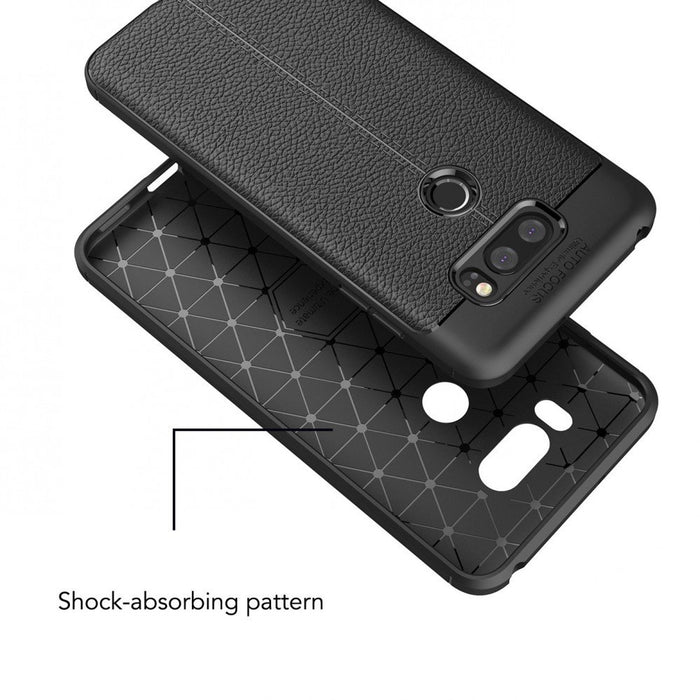 NALIA Skórzane etui kompatybilne z LG V30, silikonowe ultracienkie ochronne etui na telefon gumowe etui żelowe premium miękka skóra, odporne na wstrząsy wąski tył ochraniacz na zderzak tylna obudowa smartfona - czarne