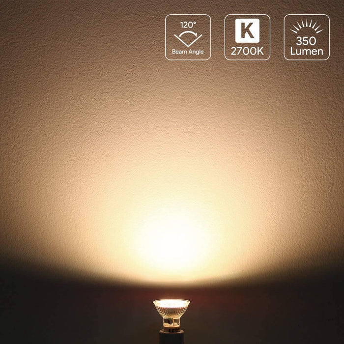 Lepro Żarówki LED GU10, ciepła biel żarówka LED GU10 4W (= 50W żarówka halogenowa), Reflektor LED 350lm 2700K, wiązka 120°, 10 Sztuk