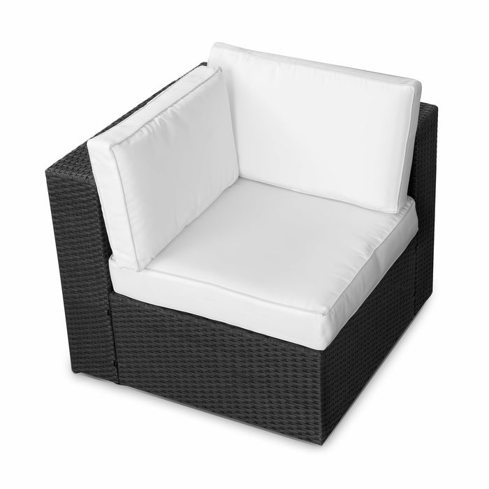 XINRO® (1 x fotel narożny z polirattanu - meble ogrodowe fotel narożny z rattanu - możliwość rozbudowy przez inne meble ogrodowe z polirattanu - do wewnątrz i na zewnątrz - ręcznie pleciony - czarny