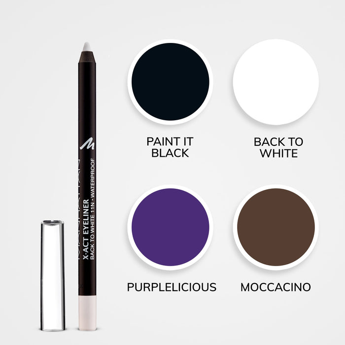 Manhattan X-Act Eyeliner Pen – biały eyeliner do perfekcyjnego kreski do powiek, wodoodporny – kolor czarny to White 11N – 1 x 1 g