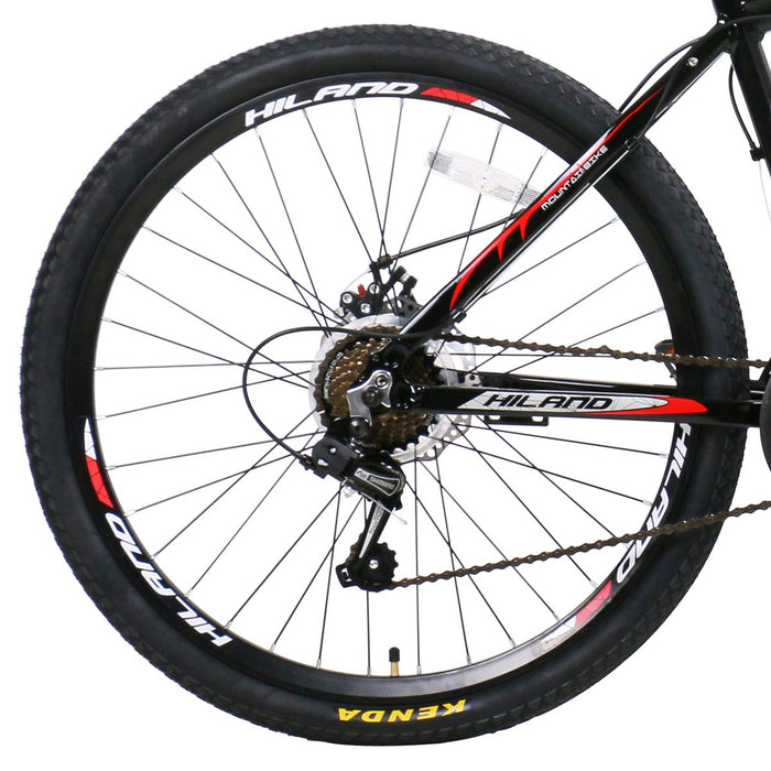 Hiland Mountainbike MTB 26 cali z aluminiową ramą 17", hamulec tarczowy, widelec amortyzowany, 3/6, koła szprychowe, jednoczęściowy, rower dla młodzieży, mężczyzn, kobiet, czarny/biały