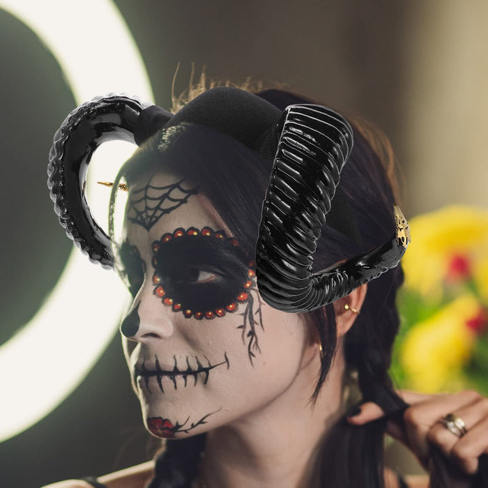 Lurrose Horns Cosplay Headband Demon Horn Headband Diabel Horns Cosplay Black Maleficent Opaska Dla Kobiet Photography Props Halloween Cosplay Costume