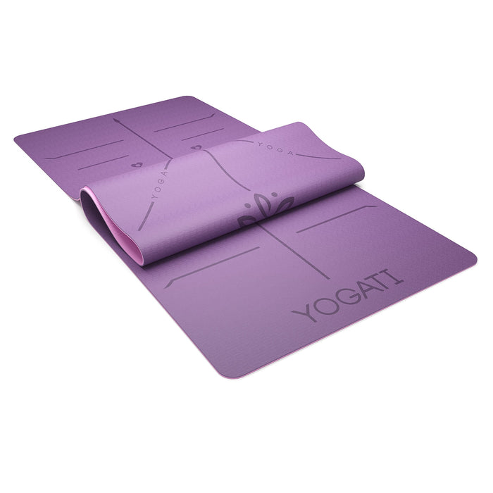 YOGATI Yoga Mat z linii wyrównania. Maty do jogi z paskiem do przenoszenia idealne do Pilates i Fitness Workout, Eco Friendly Non Slip Grube maty do jogi dla kobiet i mężczyzn - Yoga Mat.