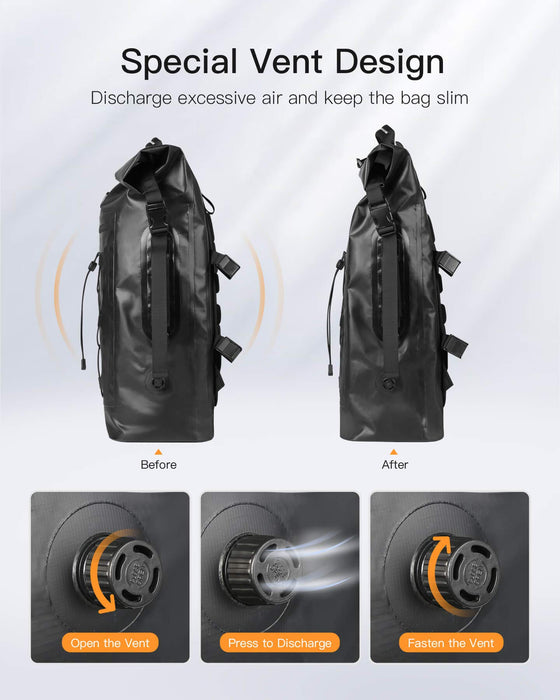Inateck Plecak rowerowy RollTop plecak męski, 30-35 l, wodoszczelny, wielofunkcyjny organizer ze zdejmowanym paskiem na ramię, zawór wylotowy, wodoszczelny zamek błyskawiczny, do jazdy na rowerze, wędrówek, aktywności na świeżym powietrzu