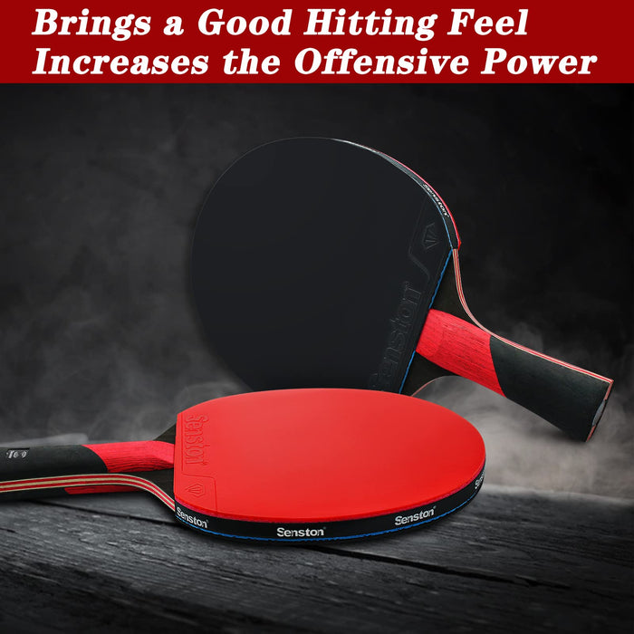 Senston Zestaw rakietek do tenisa stołowego z torbą do przenoszenia, wiosło do tenisa stołowego z 3 piłkami Stern-Ping-Pong, 2 gracze