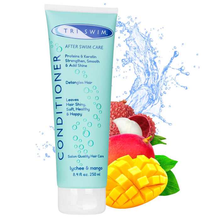 TRISWIM Nawilżająca odżywka do regeneracji włosów dla pływaków Litschi Mango, 1 opakowanie (1 x 250 ml)