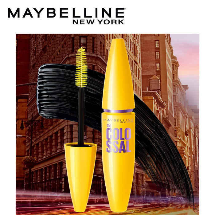 Maybelline New York The Colossal tusz do rzęs pogrubiający, maskara nadająca wyjątkową objętość, lekka formuła bez grudek, 01 Glam Black, 10,7 ml